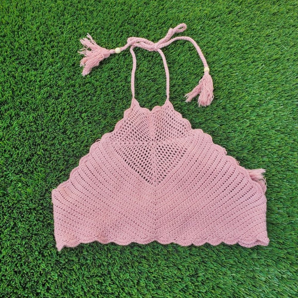 Coral Halter Crop Top